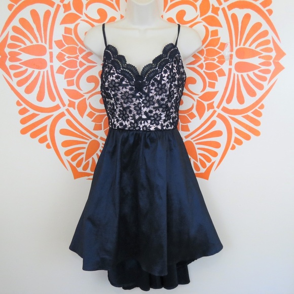 B Darlin Dresses & Skirts - B. Darlin Blue Lace High Low Dress 7/8